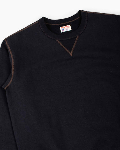 The Real McCoy's MC18114 12oz. Crewneck Sweatshirt Black Details