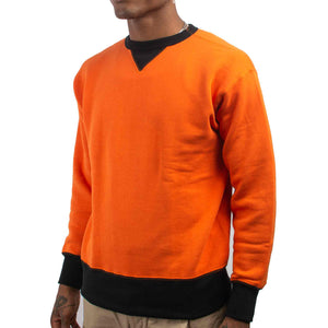  The Real McCoy's MC19112 Two-Tone Crewneck Sweatshirt Orange/Black Close