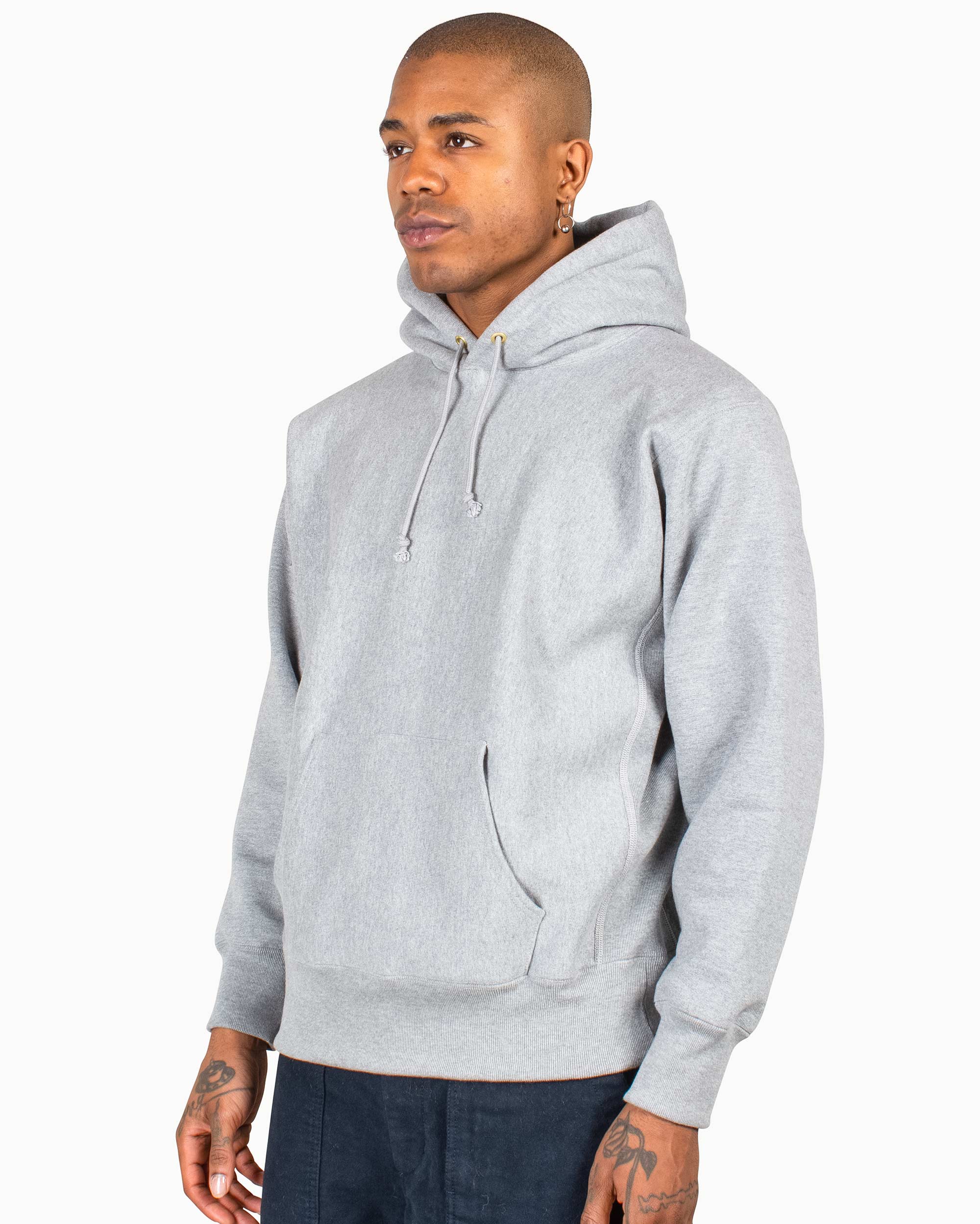 The Real McCoy s MC20113 Heavyweight Hooded Sweatshirt Medium Grey