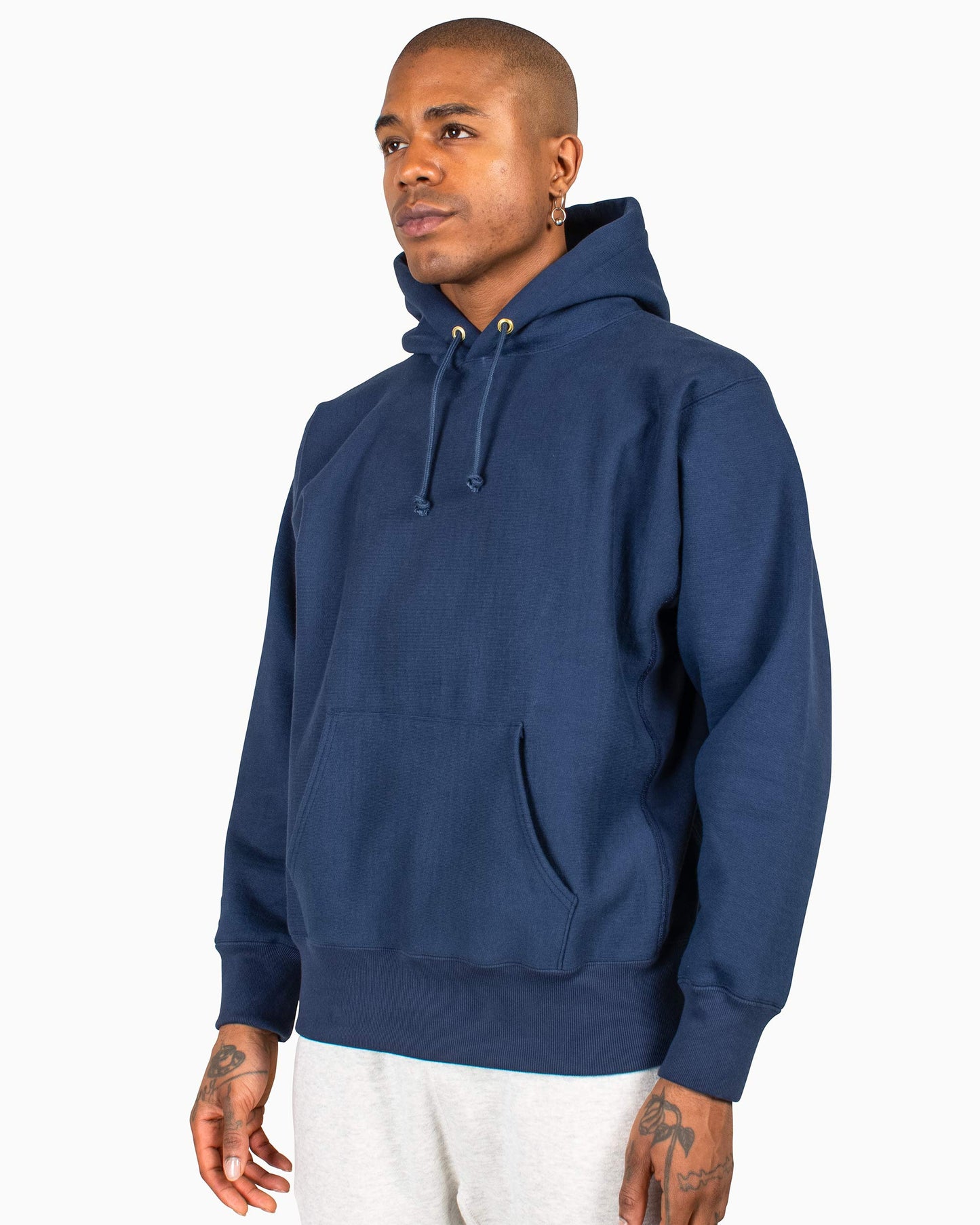 The Real McCoy's MC20113 Heavyweight Hooded Sweatshirt Navy Close