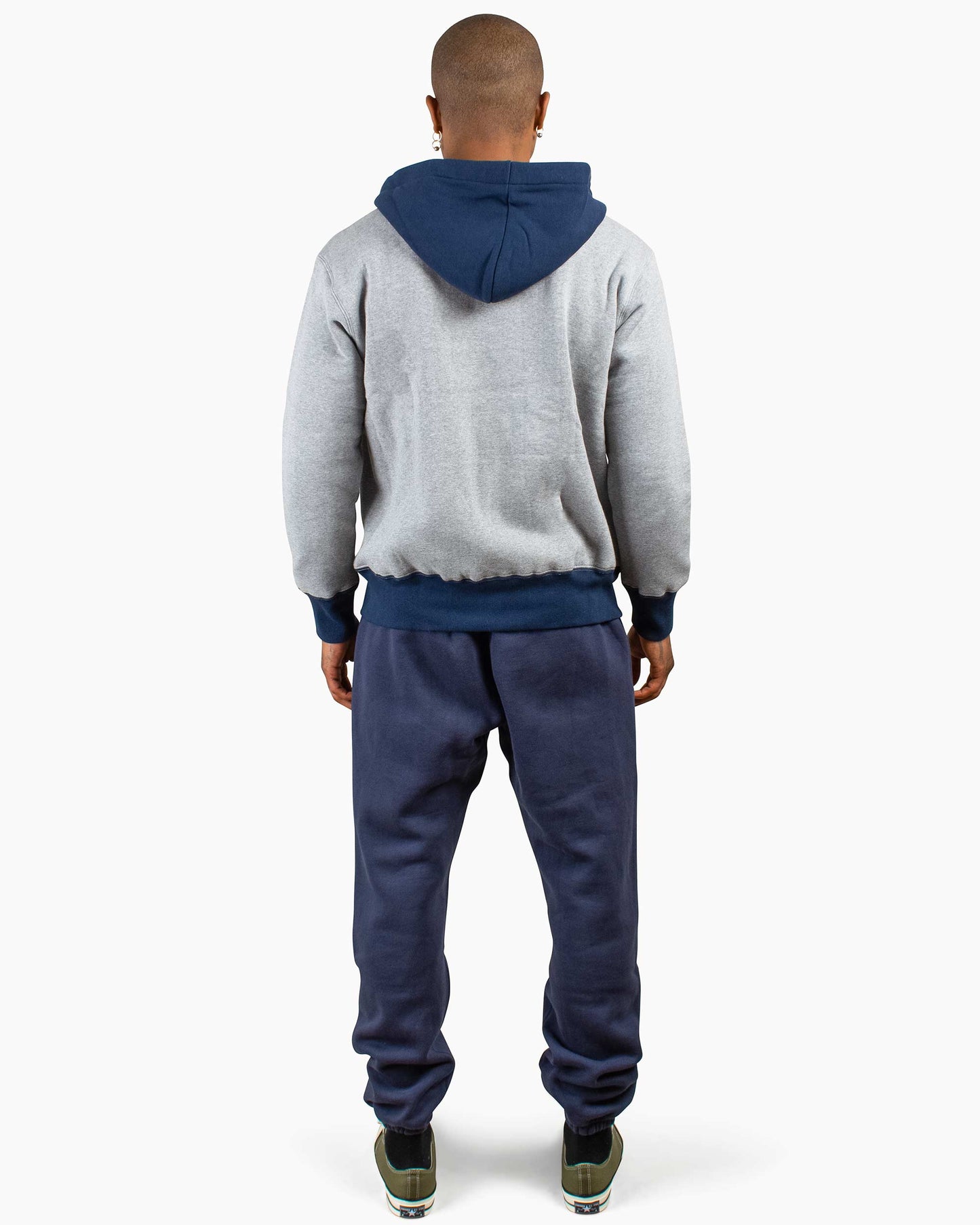 The Real McCoy's MC20119 Double Face After-Hooded Sweatshirt Grey/Navy Back