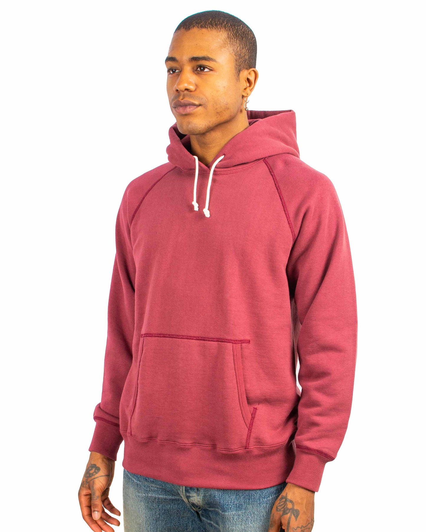 The Real McCoy's MC21017 9oz. Loopwheel Parka Maroon Close