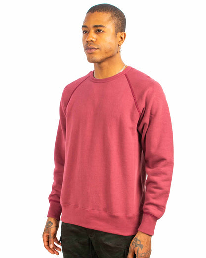 The Real McCoy's MC21018 9oz. Loopwheel Raglan Sleeve Sweatshirt Maroon Close