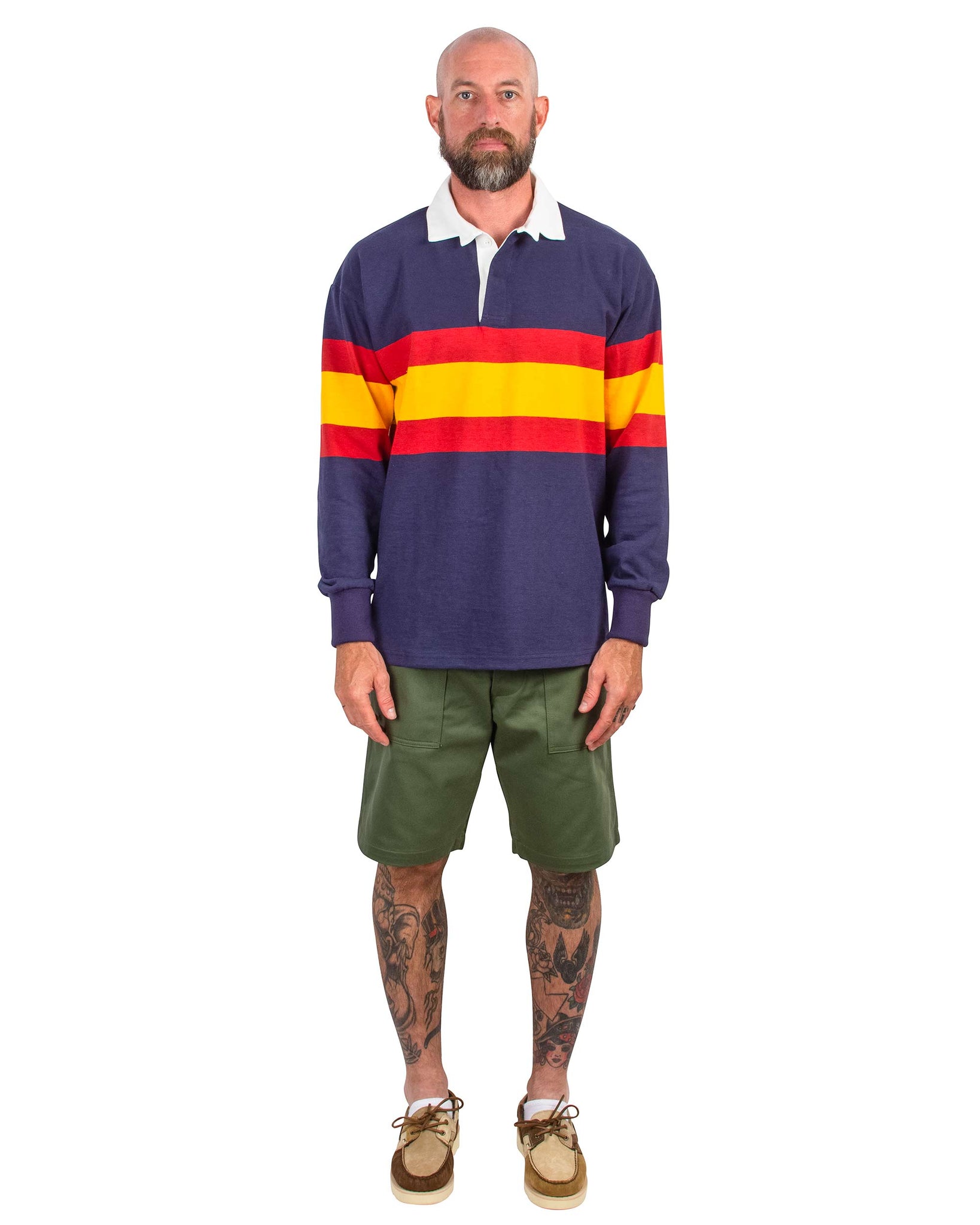 The Real McCoy's MC21021 Climbers' Striped Rugby Shirt Navy Model