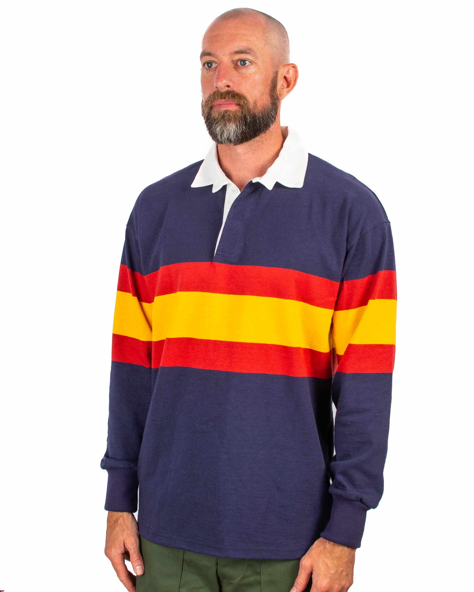 The Real McCoy's MC21021 Climbers' Striped Rugby Shirt Navy