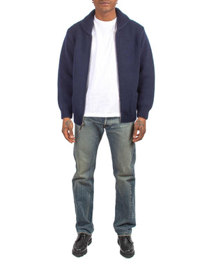 The Real McCoy's MC21113 Heavy Wool Cashmere Sweater Navy Model