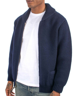 The Real McCoy's MC21113 Heavy Wool Cashmere Sweater Navy Close