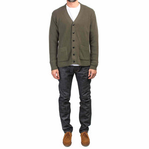 The Real McCoy's MC21115 Wool Cashmere Cardigan Olive Model