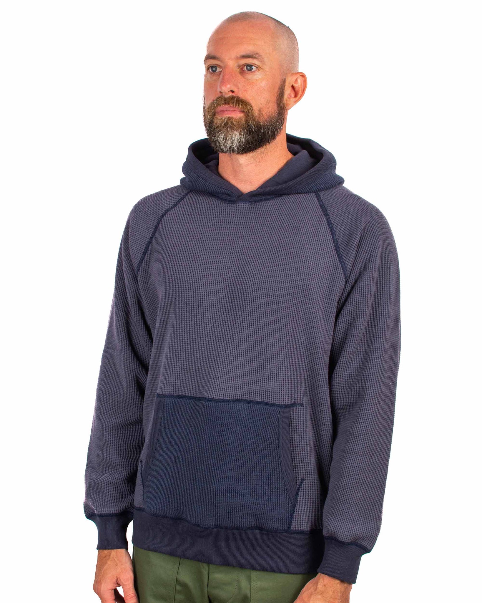 The Real McCoy's MC22005 Thermal Sweatshirt (Two-Tone) Navy Close