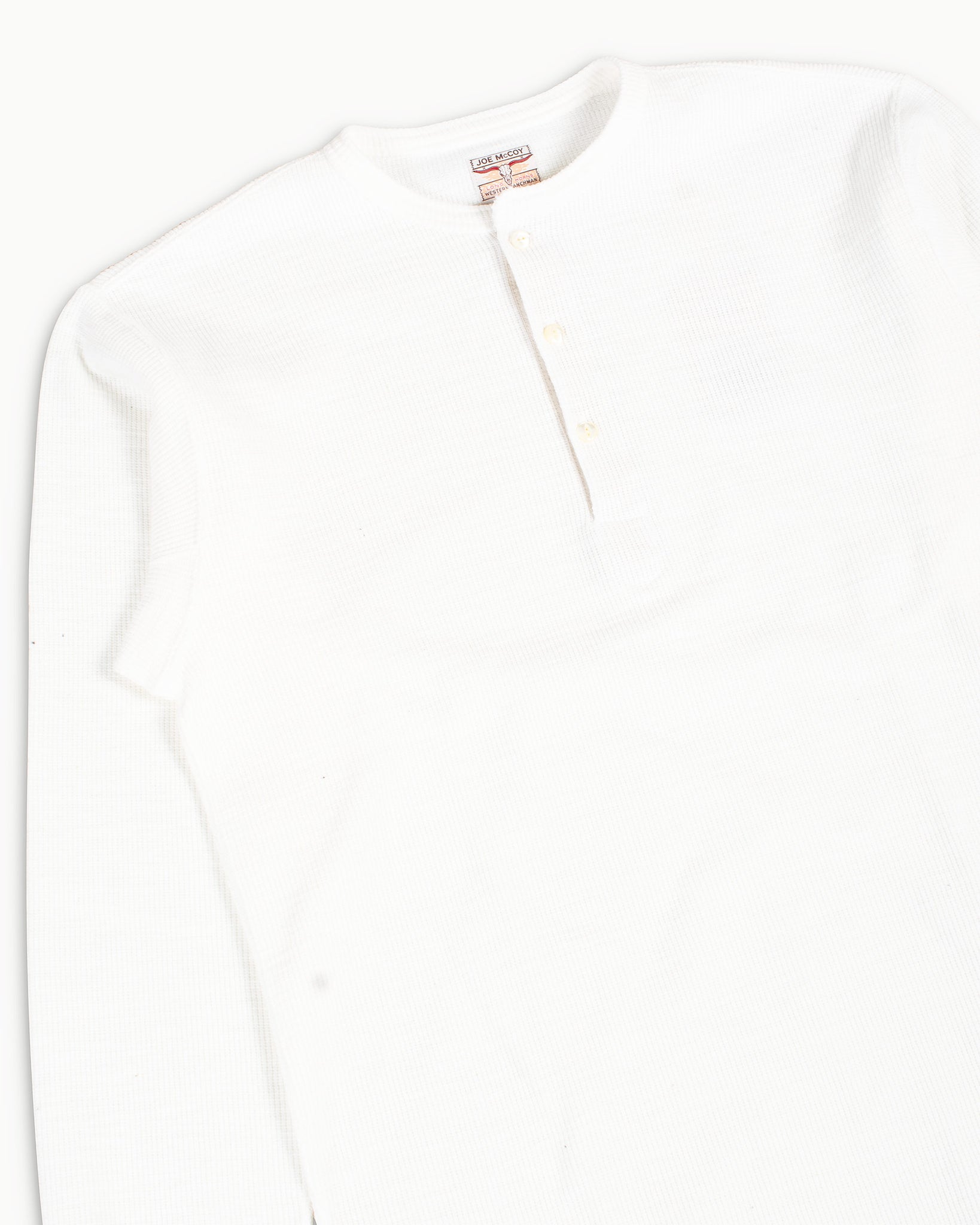 The Real McCoy's MC22120 Western Cardigan Stitch Henley Shirt White Details