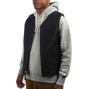 The Real McCoy's MJ19105 Vest, Alpaca, Pile-Lined Navy Close