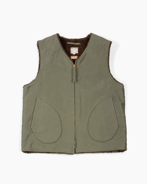 The Real McCoy's MJ19105 Vest, Alpaca, Pile-Lined Olive