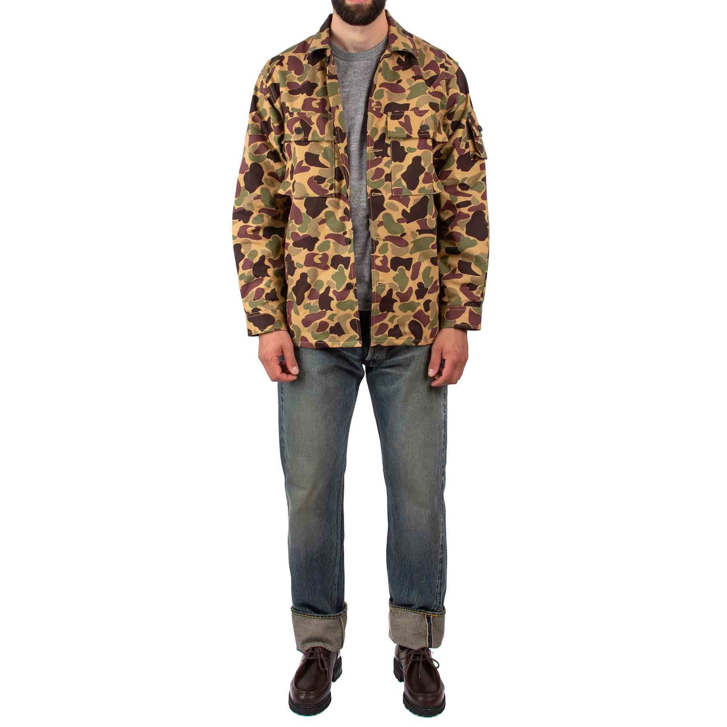 The Real McCoy's MJ21013 Beo Gam Camouflage Shirt Beige Model