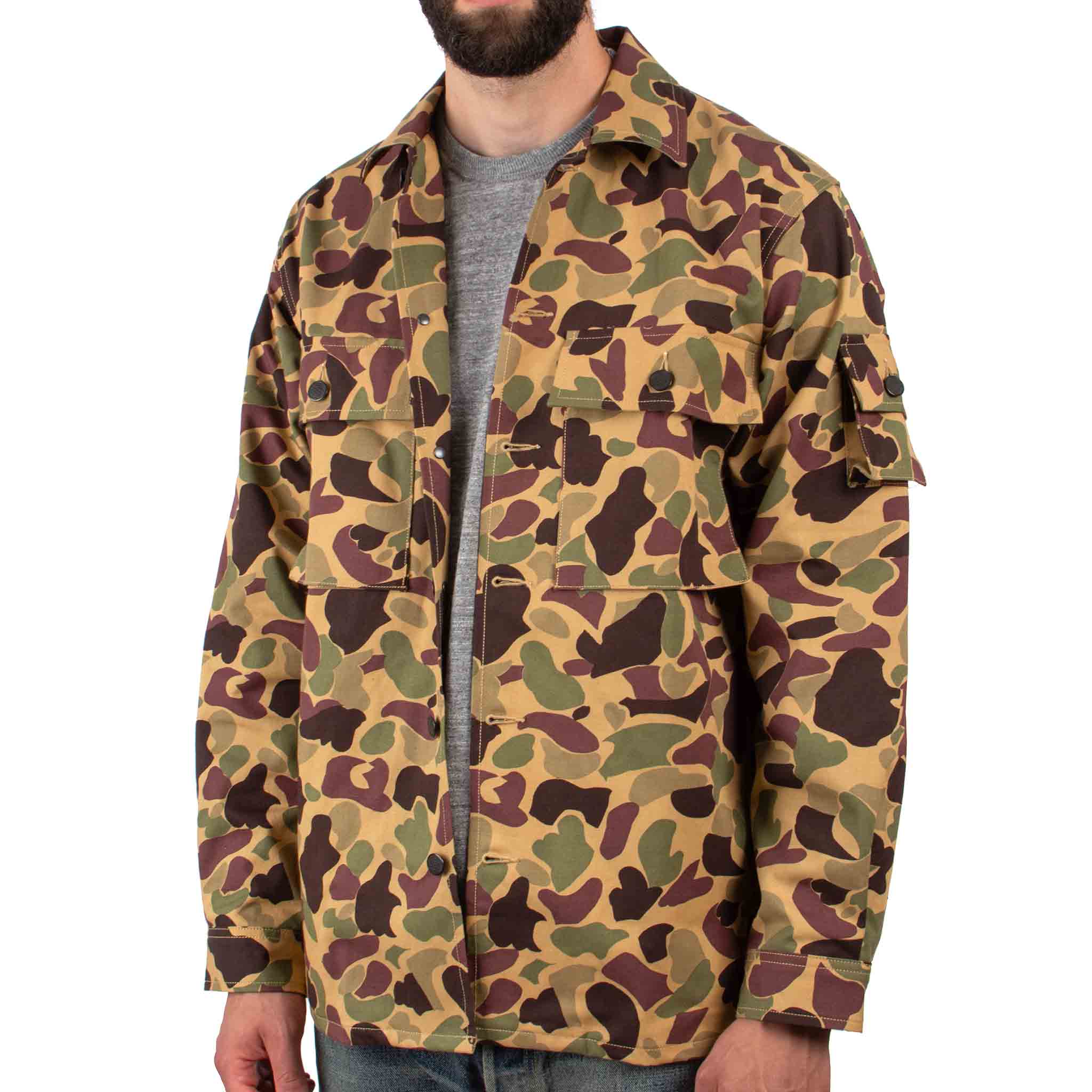The Real McCoy's MJ21013 Beo Gam Camouflage Shirt Beige Close