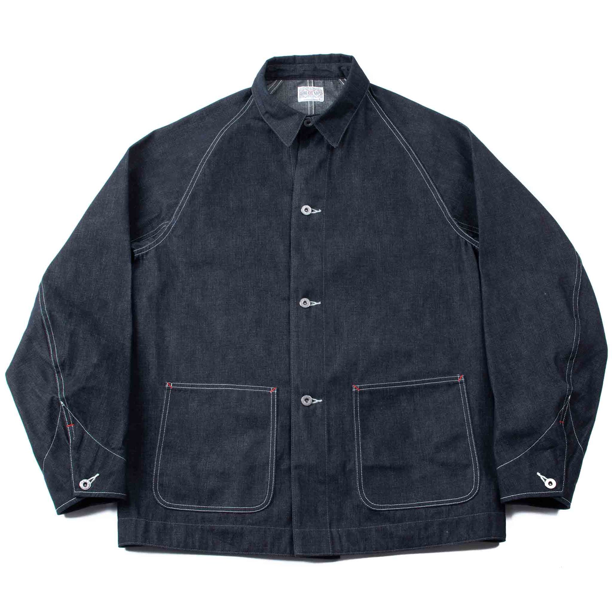 The Real McCoy's MJ21019 8HU WW2 Denim Chore Coat Indigo Front