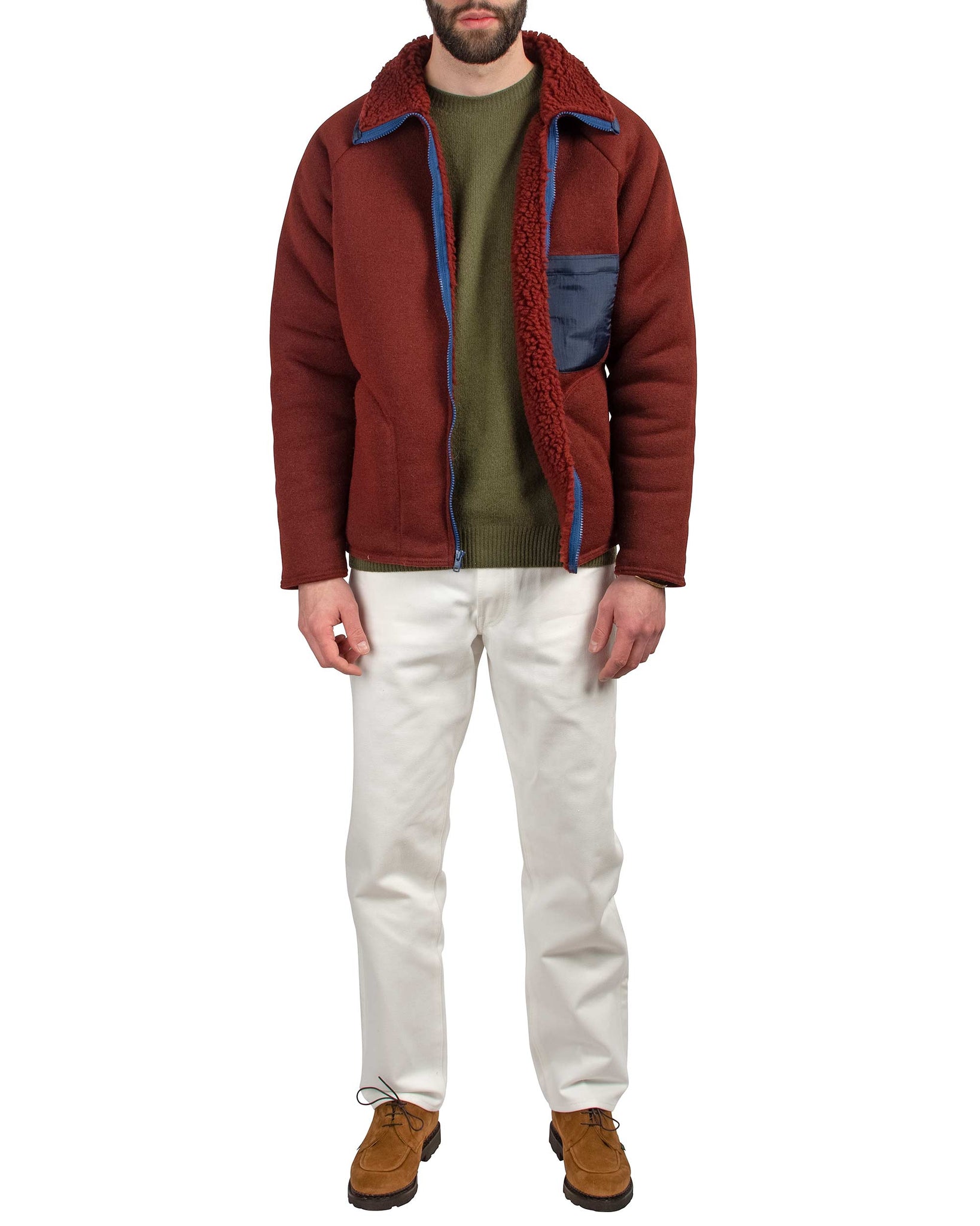 The Real McCoy's MJ21120 Outdoor Pile Cardigan Brick Red Model