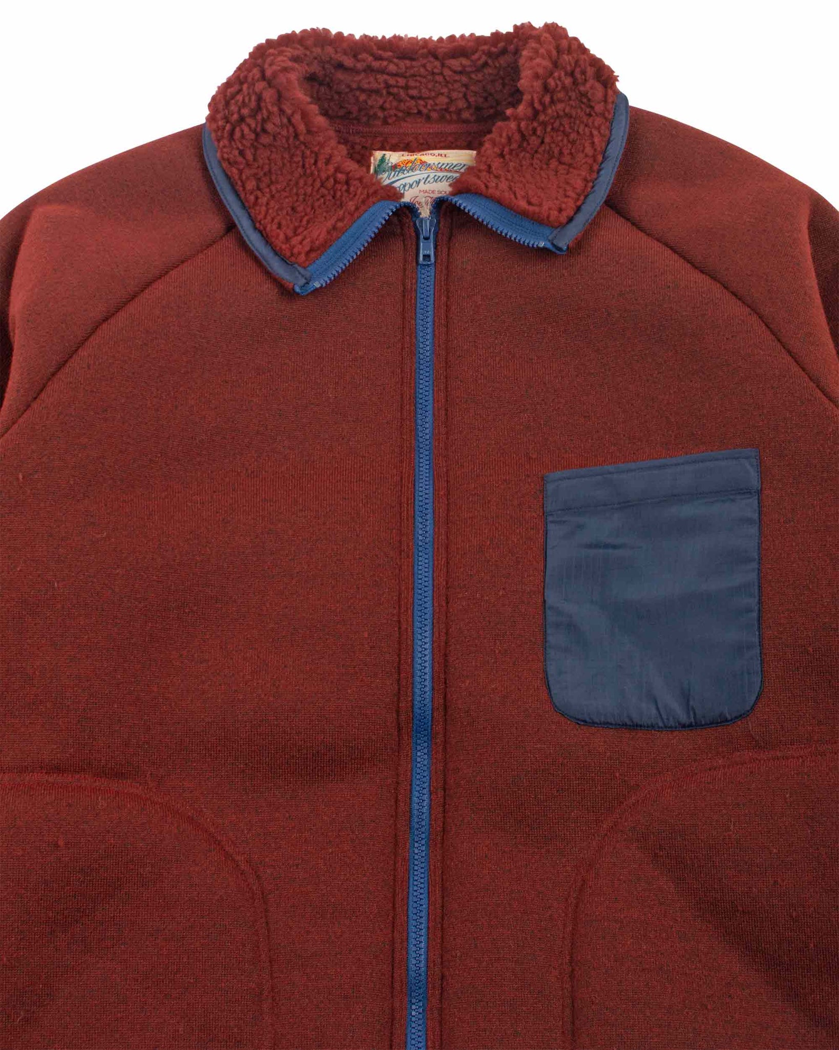 The Real McCoy's MJ21120 Outdoor Pile Cardigan Brick Red Close
