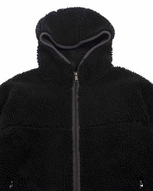 The Real McCoy's MJ21122 Outdoor Wool Pile Hooded Jacket Black Detail