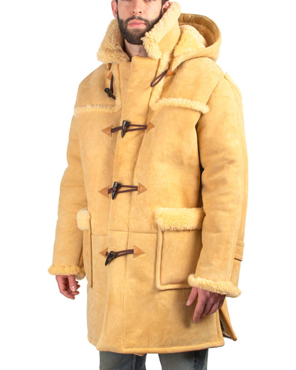 The Real McCoy's MJ21123 Mouton Duffle Coat Beige Close