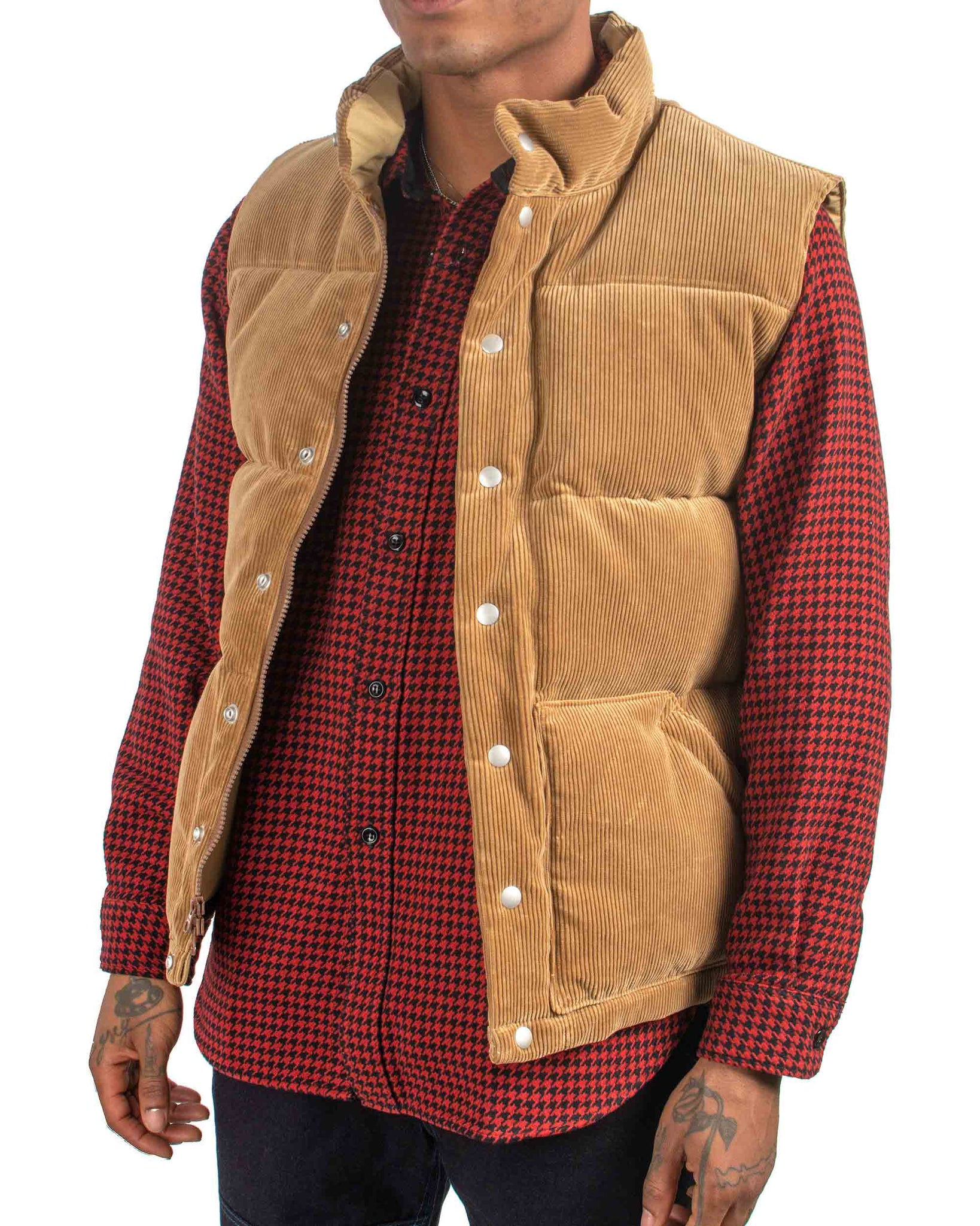 The Real McCoy's MJ21124 Corduroy Down Vest Brown