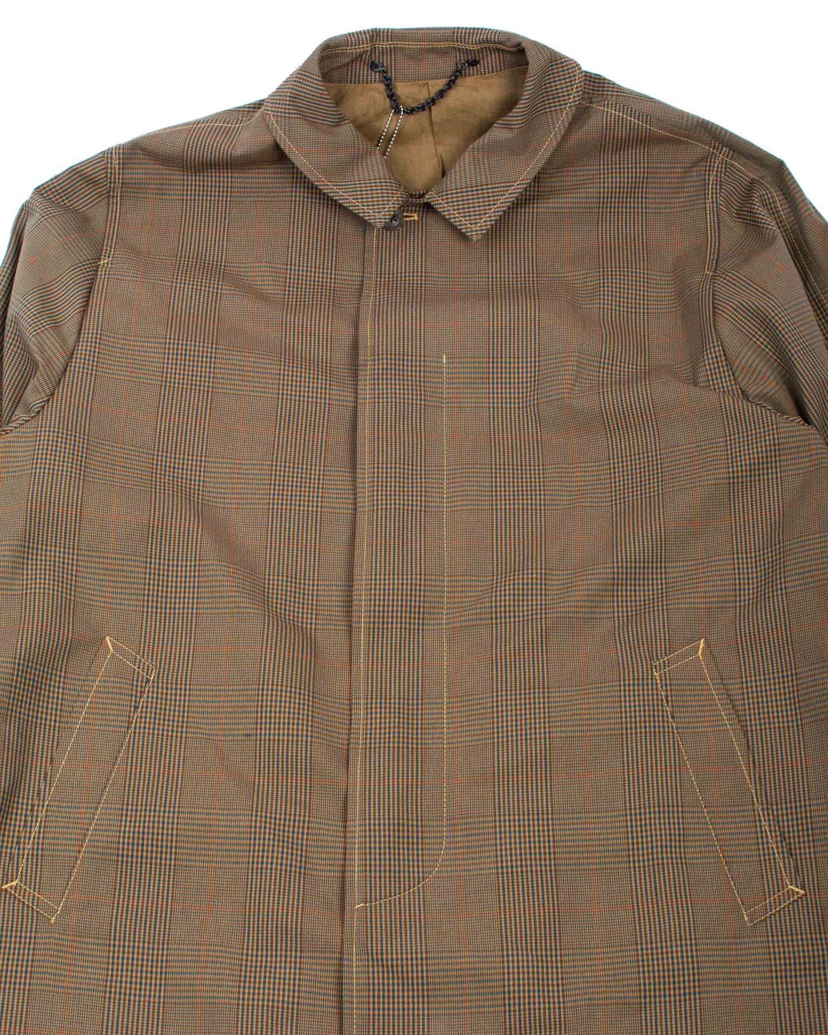 The Real McCoy's MJ22017 Plaid-Check Rain Weather Coat Brown Details