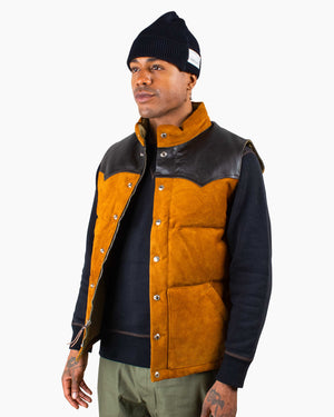 The Real McCoy's MJ22120 Roughout Down Vest Raw Sienna Close