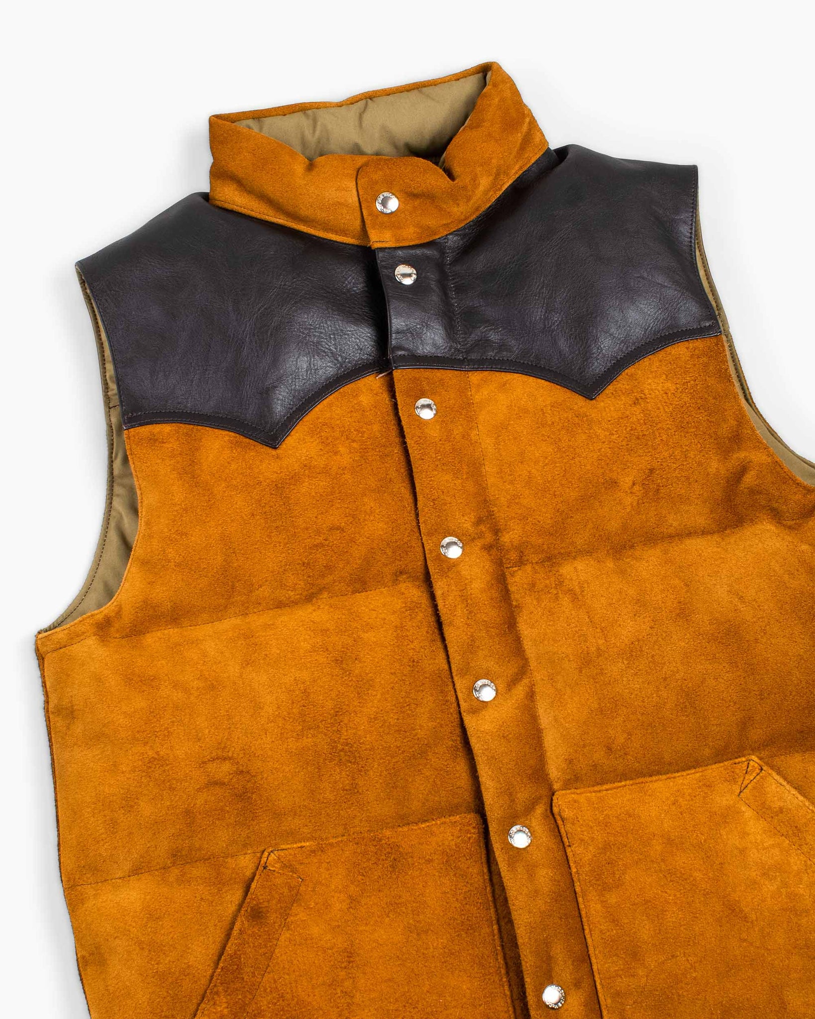The Real McCoy's MJ22120 Roughout Down Vest Raw Sienna Details