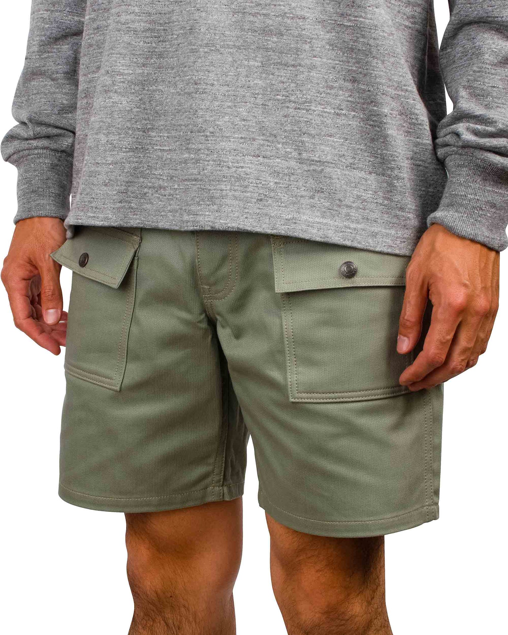 The Real McCoy's MP22013 Outdoor Utility Shorts / Pique Sage Close
