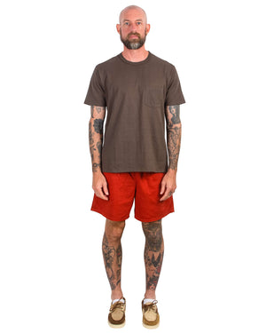 The Real McCoy's MP22015 Cotton Drill Swim Shorts (Over-Dyed) Brick Red Model