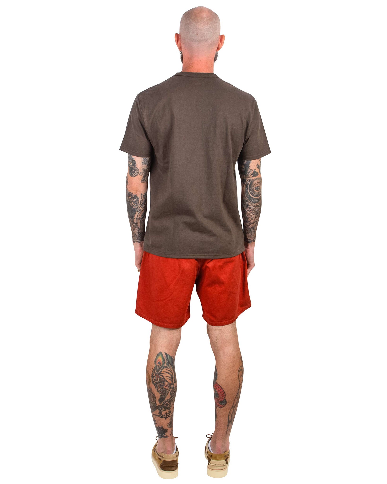 The Real McCoy's MP22015 Cotton Drill Swim Shorts (Over-Dyed) Brick Red Back