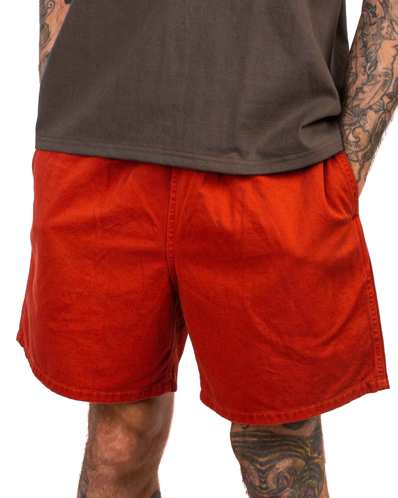 The Real McCoy's MP22015 Cotton Drill Swim Shorts (Over-Dyed) Brick Red Close