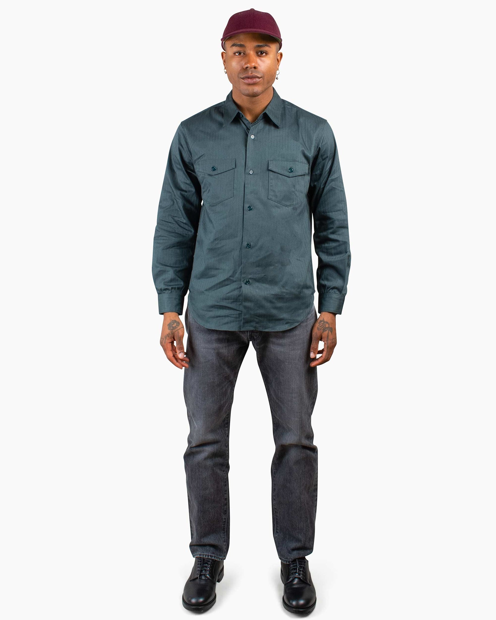 The Real McCoy's MS20010 8HU HBT Workshirt L/S Forest