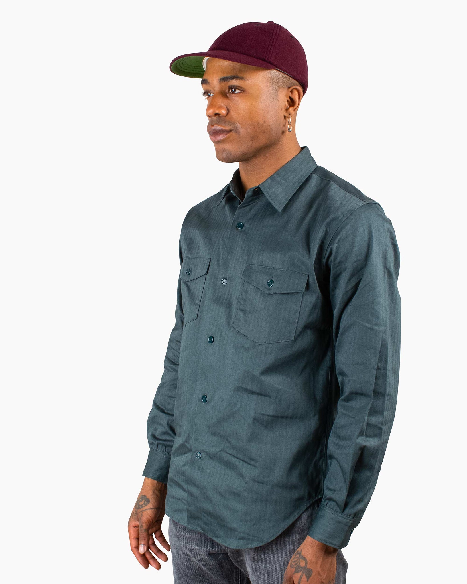 The Real McCoy's MS20010 8HU HBT Workshirt L/S Forest
