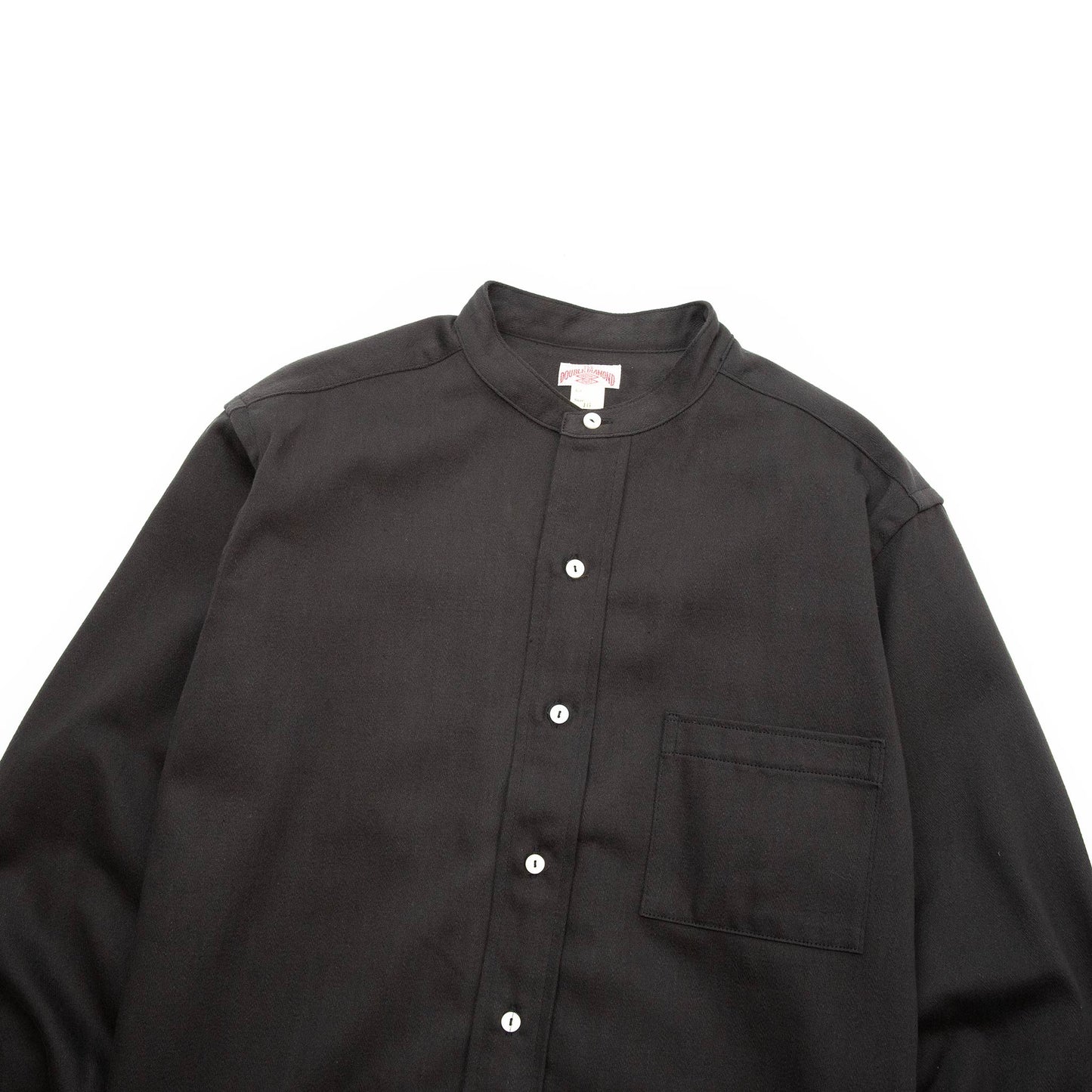 The Real McCoy's MS20107 Double Diamond Band Collar Sateen Shirt Black