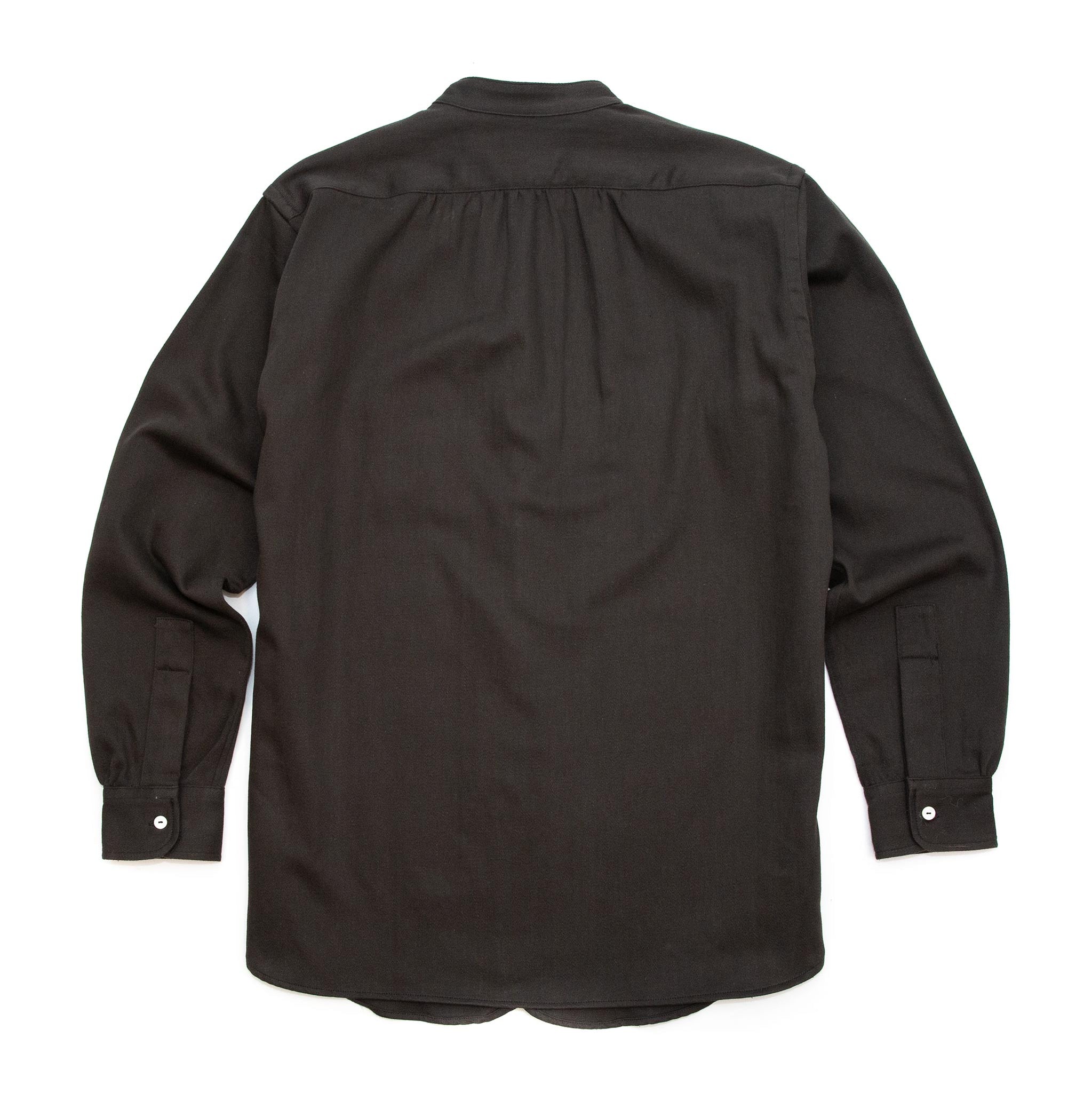 The Real McCoy's MS20107 Double Diamond Band Collar Sateen Shirt Black