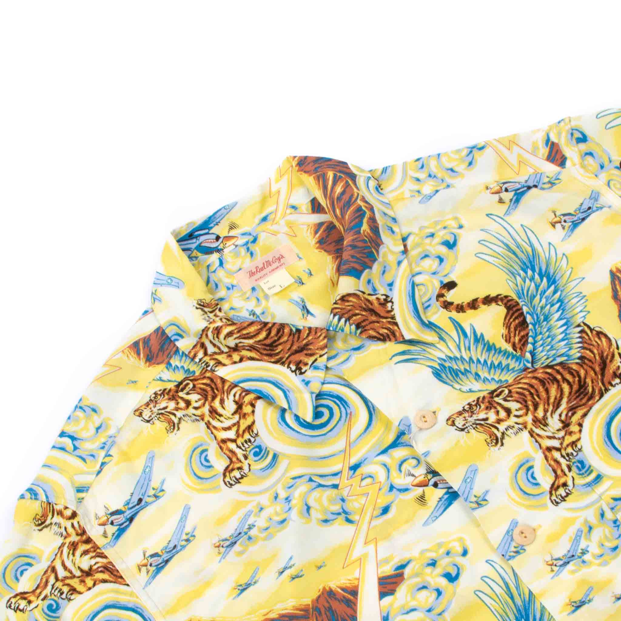The Real McCoy's MS21001 Rayon Hawaiian Shirt / Flying Tigers Yellow Detail