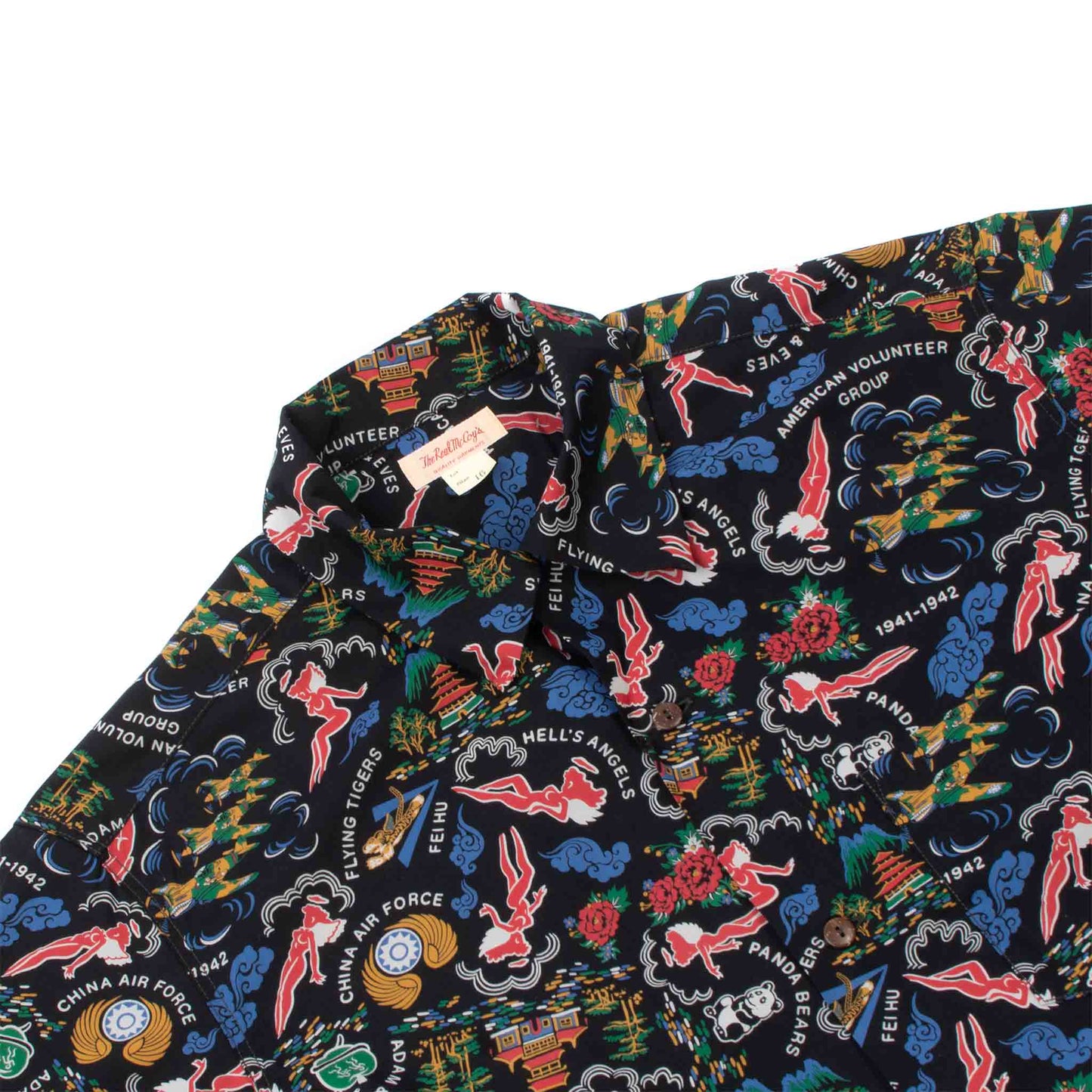 The Real McCoy's MS21002 Cotton Hawaiian Shirt / Flying Tigers Black Detail