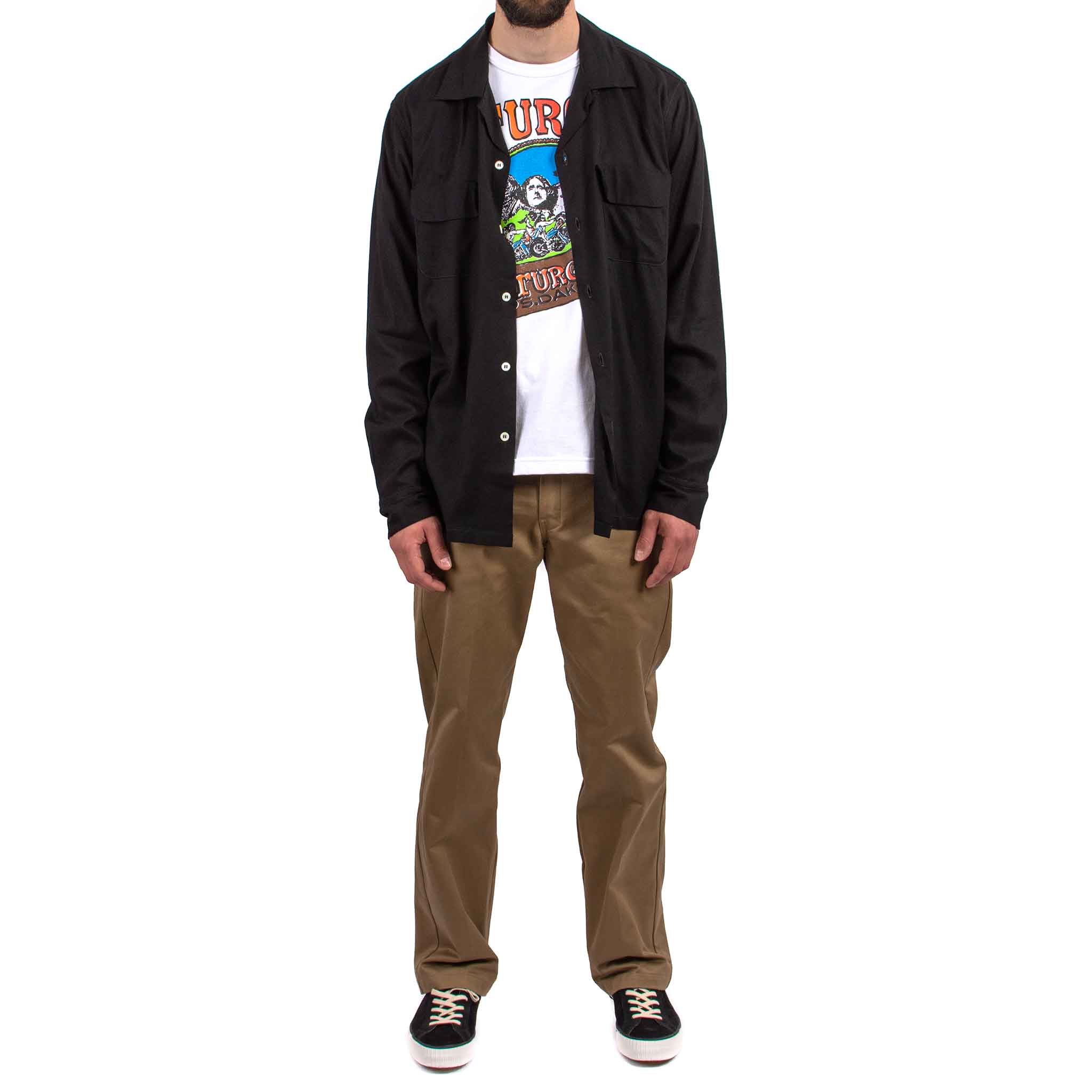 リアルマッコイズ MS21009 オープンカラー レーヨン シャツ ブラック