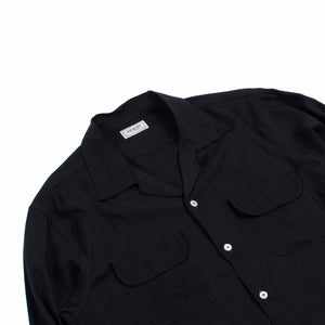The Real McCoy's MS21009 Open Collar Rayon Shirt Black Close up