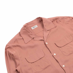 The Real McCoy's MS21009 Open Collar Rayon Shirt Pink Detail