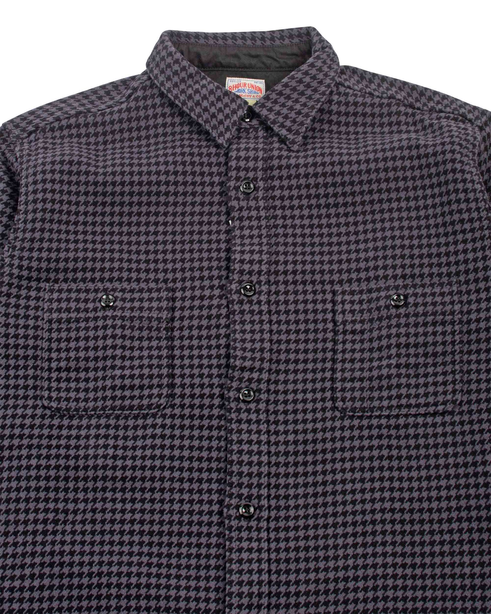 The Real McCoy's MS21102 8HU Houndstooth Flannel Shirt Chale Detail