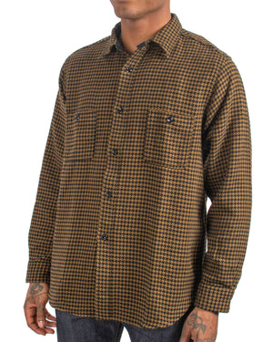 The Real McCoy's MS21102 8HU Houndstooth Flannel Shirt Mustard Close