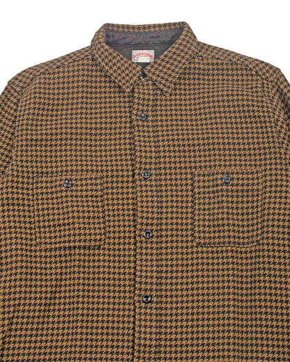 The Real McCoy's MS21102 8HU Houndstooth Flannel Shirt Mustard Detail