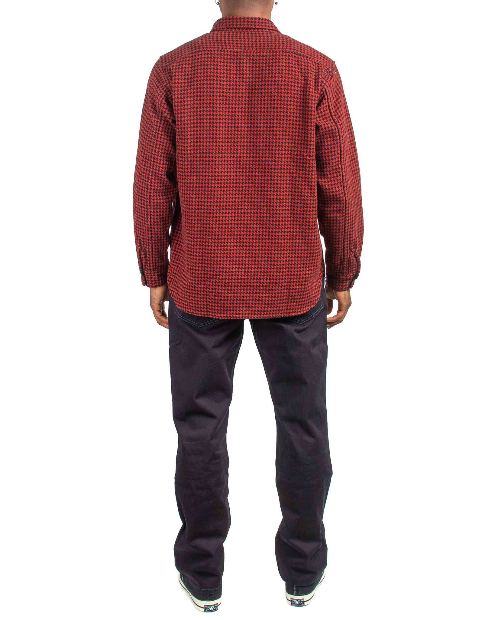 The Real McCoy's MS21102 8HU Houndstooth Flannel Shirt Red Back