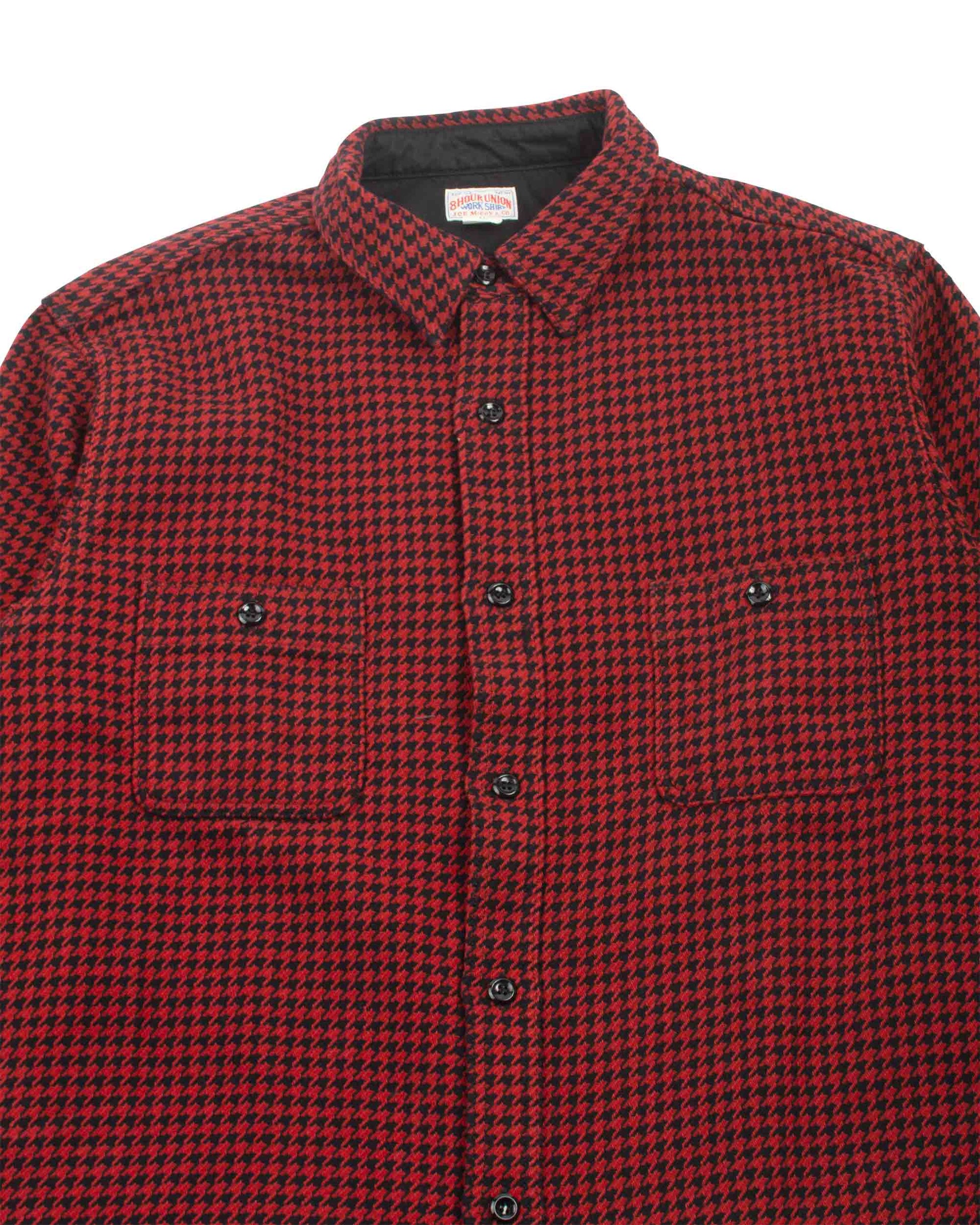 The Real McCoy's MS21102 8HU Houndstooth Flannel Shirt Red Detail