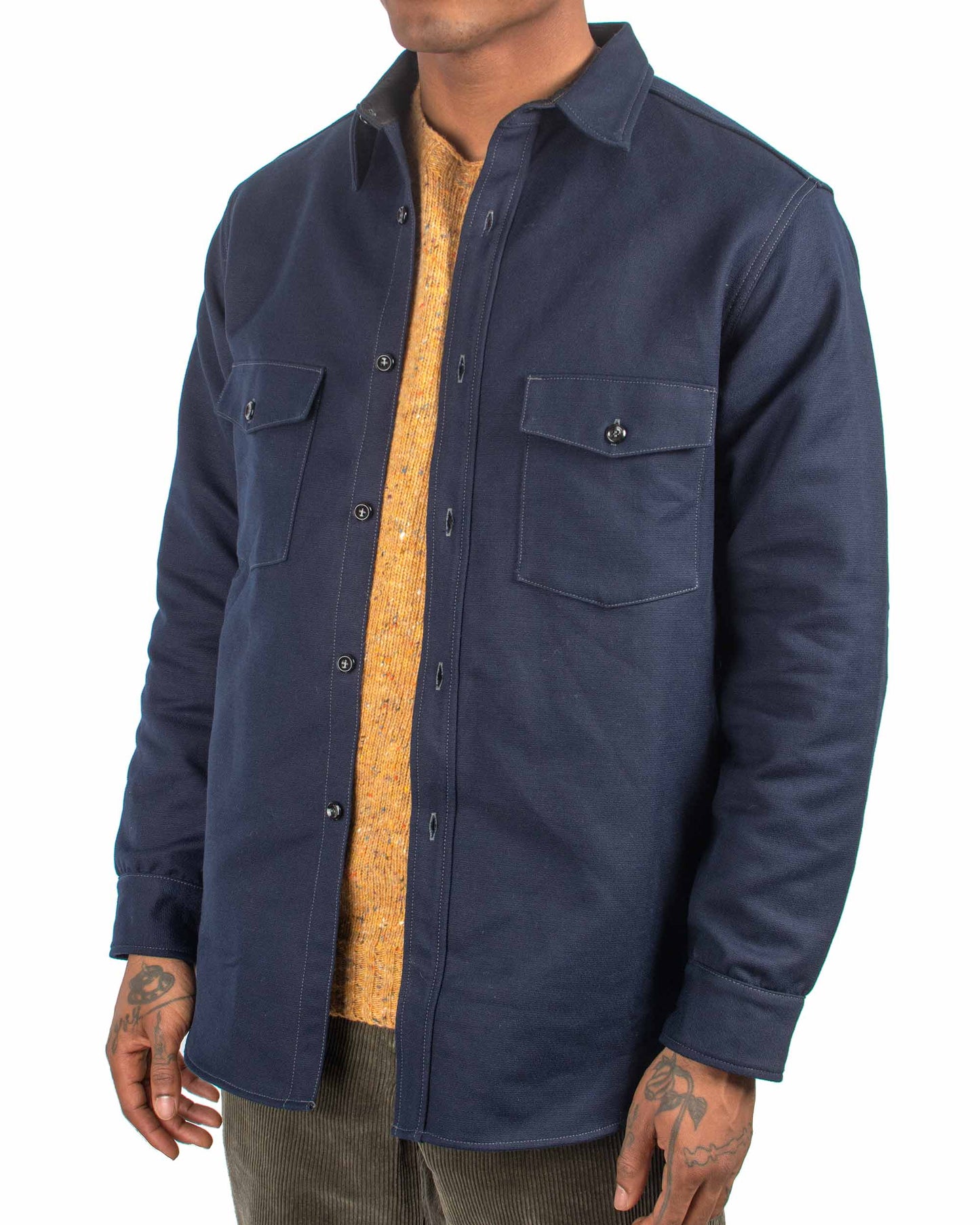 The Real McCoy's MS21104 8HU Heavy Moleskin Shirt Navy Close