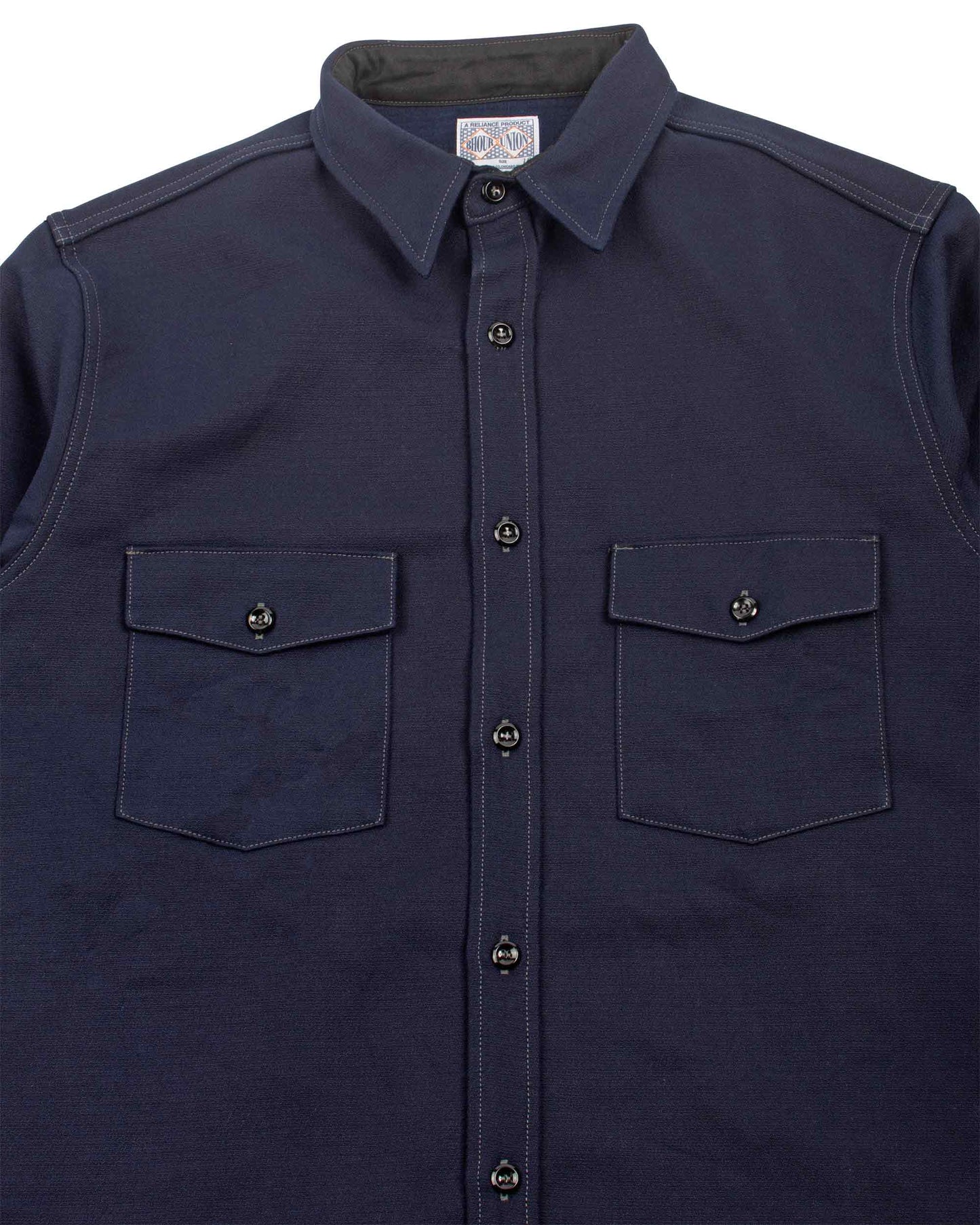 The Real McCoy's MS21104 8HU Heavy Moleskin Shirt Navy Detail