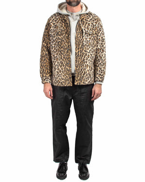 The Real McCoy's MS21105 JM Leopard Fur Open Collar Shirt Beige Model