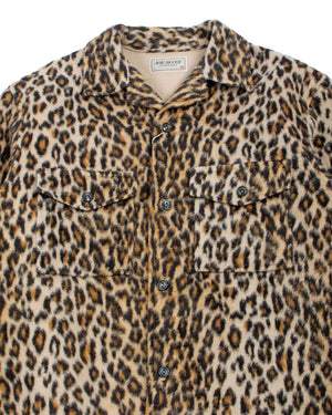 The Real McCoy's MS21105 JM Leopard Fur Open Collar Shirt Beige Detail