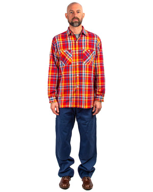 The Real McCoy's MS22005 8HU Check Flannel Shirt Red Model